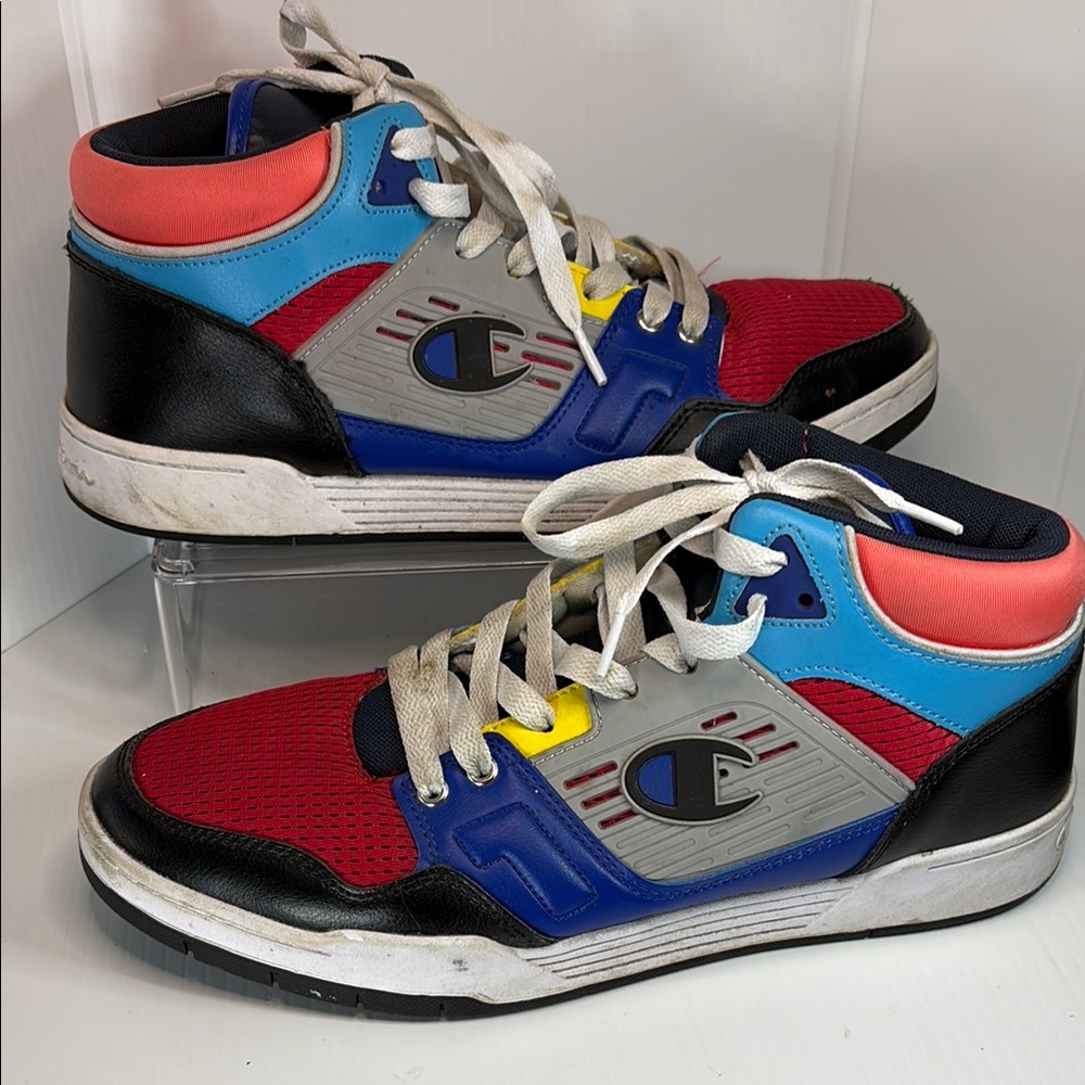Champion Red and Blue Sneakers Athletic Design size 10. Multi color box 9